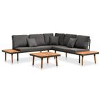 vidaXL 4-delige Loungeset met kussens massief acaciahout, 4 zitplaatsen, Verzenden, Nieuw, Loungeset