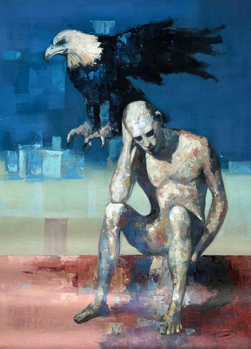 Davide Serrano (XX-XXI) - Il peso dell’istinto, Antiek en Kunst, Kunst | Schilderijen | Klassiek