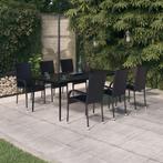 vidaXL 7-delige Tuinset zwart, 6 zitplaatsen, Nieuw, Tuinset, Verzenden