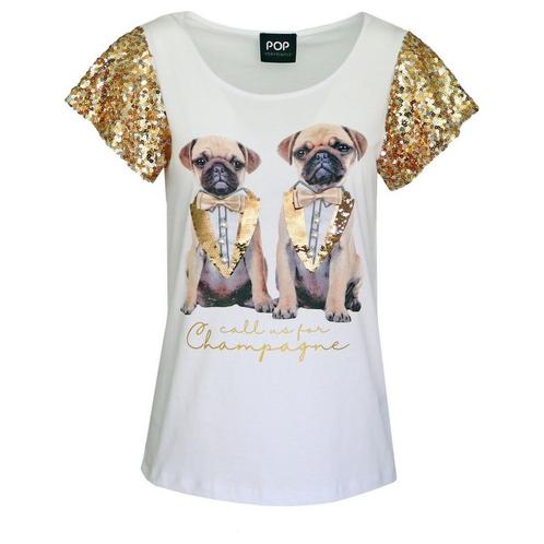 Verysimple • wit t-shirt met honden • 38 (IT44), Kleding | Dames, Tops, Wit, Nieuw, Maat 38/40 (M), Verzenden