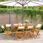 vidaXL Tuinstoelen 8 st inklapbaar massief hout en stof, Tuin en Terras, Tuinstoelen, Verzenden, Nieuw, Hout