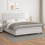 vidaXL Boxspring met matras kunstleer wit 160x200 cm, Overige materialen, Verzenden, Wit, 200 cm