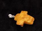 Uniek natuurlijke Baltische barnsteen hanger kruis 925, Nieuw