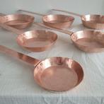 Kookpottenset (6) - Koper - handmade koekenpannen, Antiek en Kunst