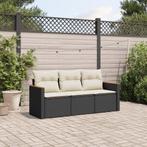 vidaXL 3-delige Loungeset met kussens poly rattan zwart, Verzenden, Nieuw, Rotan, Loungeset