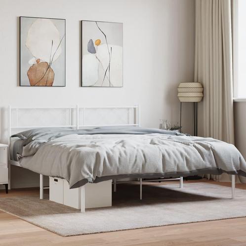 vidaXL Bedframe met hoofdbord metaal wit 120x190 cm, Huis en Inrichting, Slaapkamer | Bedden, 120 cm, 190 cm of minder, Wit, Twijfelaar