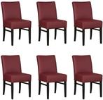 Set van 6 Donkerrode leren landelijke eetkamerstoelen - Tole, Huis en Inrichting, Stoelen, Overige kleuren, Nieuw, Leer, Ophalen of Verzenden