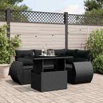 vidaXL 5-delige Loungeset met kussens poly rattan zwart, Verzenden, Nieuw, Rotan, Loungeset