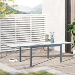 TRUUSK Tuintafel Uitschuifbaar Met Glazen Blad Aluminium Gri, Tuin en Terras, Verzenden, Nieuw