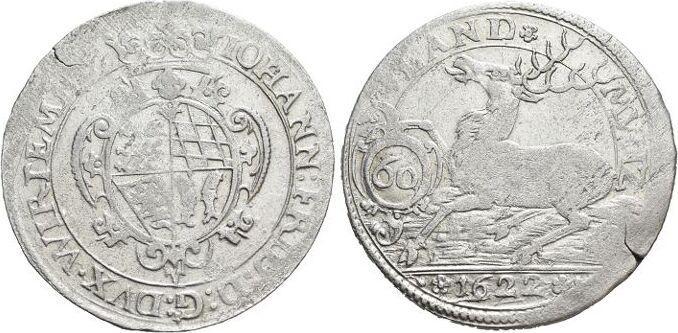 Kipper-gulden zu 60 Kreuzer 1622 Wuerttemberg Johann Frie..., Postzegels en Munten, Munten | Europa | Niet-Euromunten, Verzenden