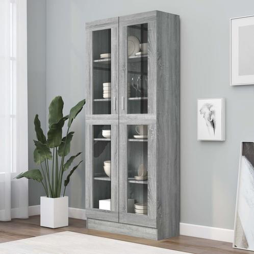 vidaXL Vitrinekast 82,5x30,5x185,5 cm bewerkt hout grijs, Huis en Inrichting, Kasten | Boekenkasten, 25 tot 50 cm, Nieuw, Overige houtsoorten