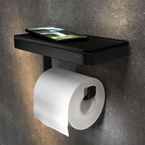 Toiletrolhouder met Planchet Geesa Frame Zwart, Doe-het-zelf en Verbouw, Sanitair, Bad, Nieuw, Ophalen of Verzenden