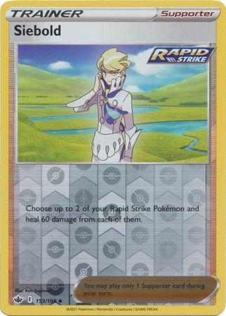 Siebold 153/198 reverse holo Chilling Reign, Hobby en Vrije tijd, Verzamelkaartspellen | Pokémon, Losse kaart, Nieuw, Foil, Ophalen of Verzenden