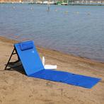 Strandmat met Rugleuning en Kussen 158cm x 56cm blauw, Verzenden, Nieuw