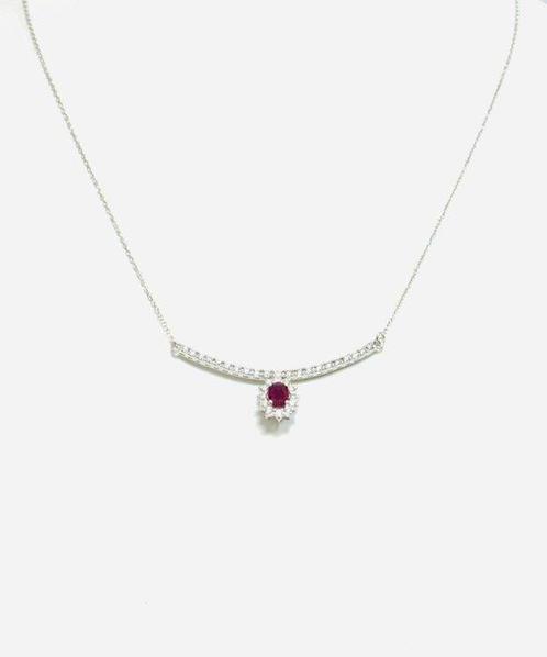 Ketting met hanger - 18 karaat Witgoud - 2.45ct. tw. Diamant, Sieraden, Tassen en Uiterlijk, Antieke sieraden