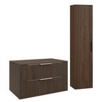 Wastafelkast Rimini 80 cm - Walnoot - met Kolomkast, Huis en Inrichting, Verzenden, Nieuw