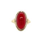Gouden vintage ring met bloedkoraal 14 kt, Ophalen of Verzenden, Nieuw