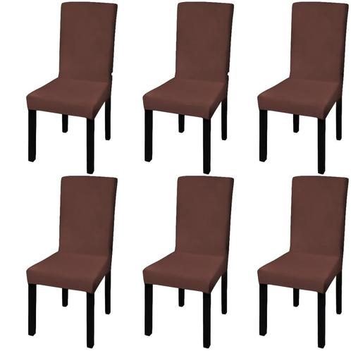 vidaXL Stoelhoezen 6 st stretch recht bruin, Tuin en Terras, Tuinmeubel-accessoires, Nieuw, Verzenden