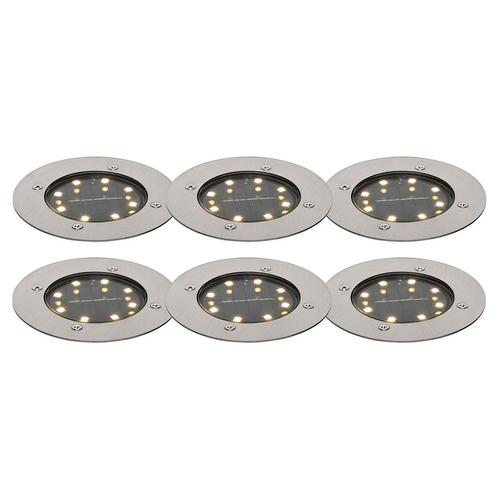 Set van 6 grondspots staal incl. LED IP65 Solar - Terry, Tuin en Terras, Buitenverlichting, Nieuw