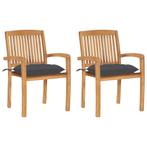 vidaXL Tuinstoelen 2 st met antracietkleurige kussens, Verzenden, Nieuw, Teakhout