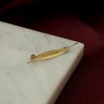 Gouden veer broche | Vintage (gouden broche, geelgoud), Sieraden, Tassen en Uiterlijk, Broches, Ophalen of Verzenden, Gebruikt