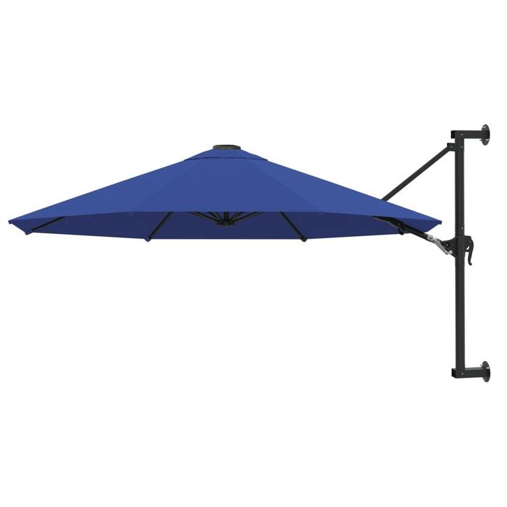 vidaXL Wandparasol met metalen paal 300 cm blauw, Tuin en Terras, Parasols, Muurparasol, Nieuw, 3 tot 4 meter, Verzenden