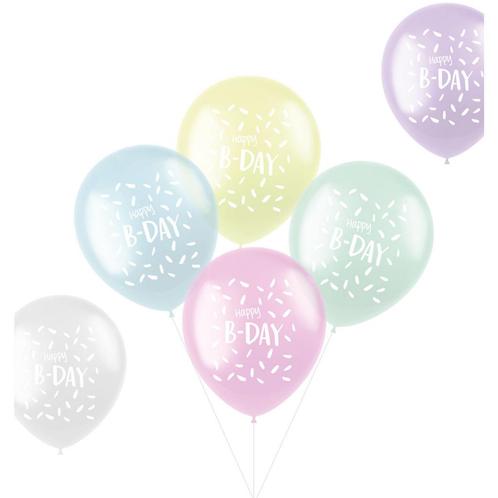 Ballonnen Happy B-Day 33cm 6st, Hobby en Vrije tijd, Feestartikelen, Nieuw, Verzenden