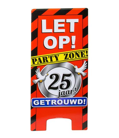 Warning Sign 25 Jaar Getrouwd 62,5cm, Hobby en Vrije tijd, Feestartikelen, Nieuw, Verzenden