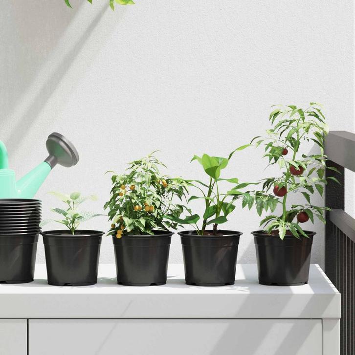 vidaXL Bloempot 50 pcs Zwart Ø 15 x 12.5 cm Kunststof, Tuin en Terras, Bloembakken en Plantenbakken, Minder dan 60 cm, Nieuw, Kunststof