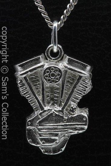 Zilveren Panhead motorblok ketting hanger, Sieraden, Tassen en Uiterlijk, Kettinghangers, Verzenden