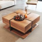 Salontafel 78x78 cm – vierkant met lades en onderplank, Verzenden, Nieuw