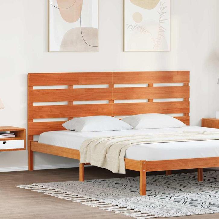 vidaXL Hoofdbord Wasbruin 200.5 x 3 x 80 cm Massief, Huis en Inrichting, Slaapkamer | Bedden, Bruin, Nieuw, Hout, Verzenden