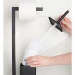 WC rolhouder staand met toiletborstel - 20x63cm - zwart, Ophalen of Verzenden, Nieuw
