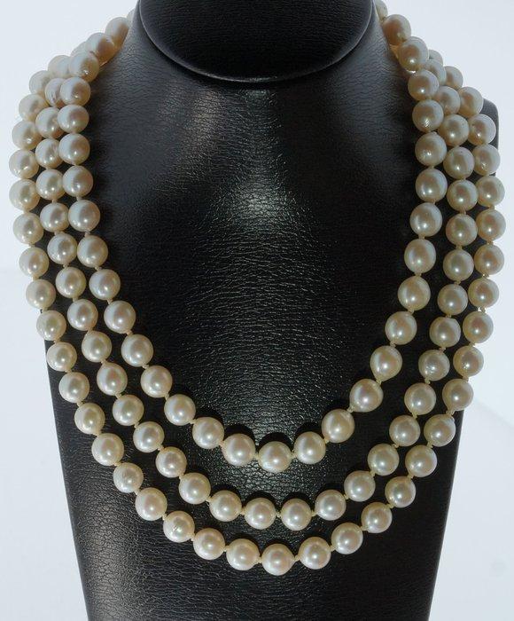 Ketting - 14 karaat Geel goud Diamant (Natuurlijk) - Parel -, Sieraden, Tassen en Uiterlijk, Antieke sieraden