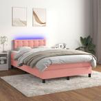 vidaXL Boxspring met matras en LED fluweel roze 120x200 cm, Verzenden, Nieuw, Twijfelaar, 120 cm