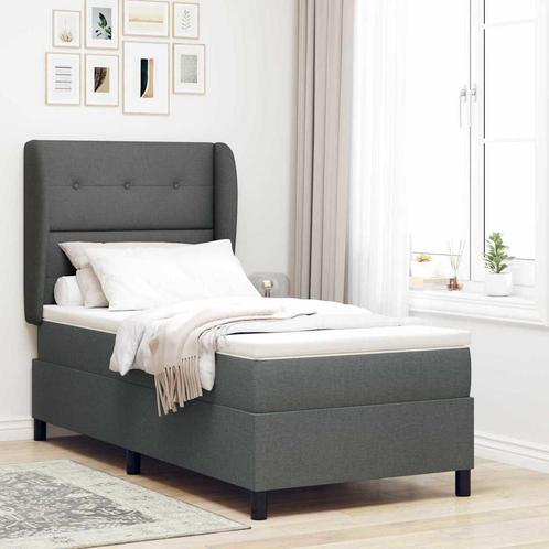 vidaXL Boxspring bed met matras Donkergrijs 100 x 200 cm, Huis en Inrichting, Slaapkamer | Bedden, Nieuw, Stof, Verzenden