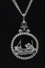 Zilveren Vissersboot - Viskotter in ring ketting hanger -..., Verzenden, Nieuw