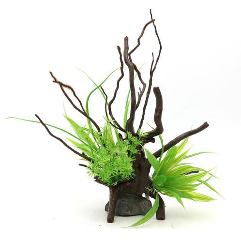 Kunstplanten op hout OS-213 - aquarium decoratie, Dieren en Toebehoren, Vissen | Aquaria en Toebehoren, Sierelement, Nieuw, Ophalen of Verzenden