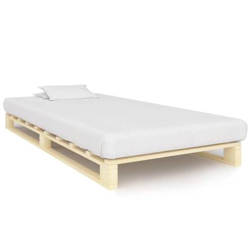 vidaXL Bedframe pallet massief grenenhout 90x200 cm, Huis en Inrichting, Slaapkamer | Bedden, 90 cm, 200 cm, Bruin, Eenpersoons