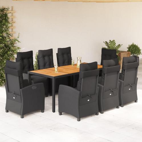 vidaXL 9-delige Tuinset poly rattan zwart, Tuin en Terras, Tuinsets en Loungesets, Tuinset, Nieuw, 8 zitplaatsen, Rotan, Verzenden