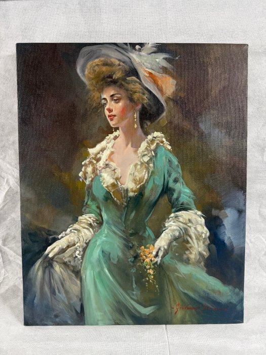 Giovanni Faliero (XX-XXI) - La Dama in Smeraldo, Antiek en Kunst, Kunst | Schilderijen | Klassiek