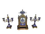 Klok en garnituur set (3) - marchio E.B - Antiek Brons,, Antiek en Kunst, Antiek | Klokken