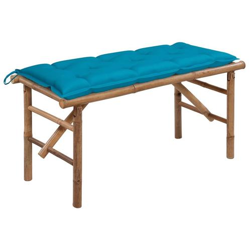 vidaXL Tuinbank inklapbaar met kussen 118 cm bamboe, Tuin en Terras, Tuinbanken, Nieuw, Hout, Verzenden
