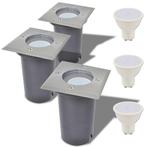 vidaXL LED-Grondspots buiten 3 stuks vierkant, Tuin en Terras, Buitenverlichting, Verzenden, Nieuw, Aluminium, Spots