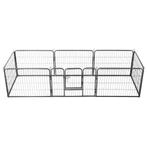vidaXL Hondenren met 8 panelen 80x60 cm staal zwart, Dieren en Toebehoren, Honden-accessoires, Verzenden, Nieuw