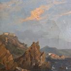 Antoine Bronzi (1814-1895), Attr. a - Marina con pescatore, Antiek en Kunst, Kunst | Schilderijen | Klassiek