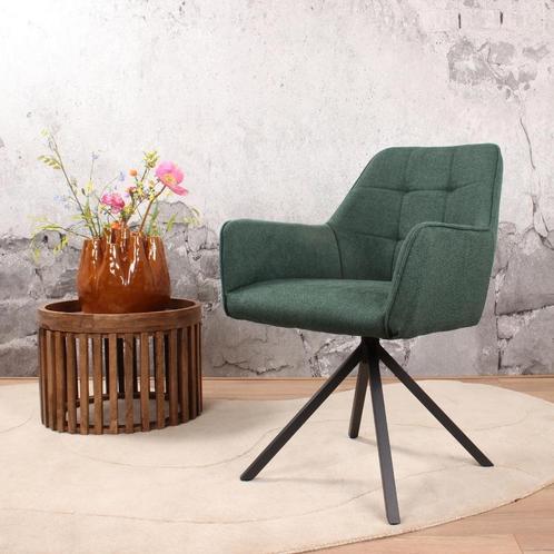 Eetkamerstoel met armleuning  Stof Groen - Armstoel Groen, Huis en Inrichting, Stoelen, Nieuw, Ophalen of Verzenden
