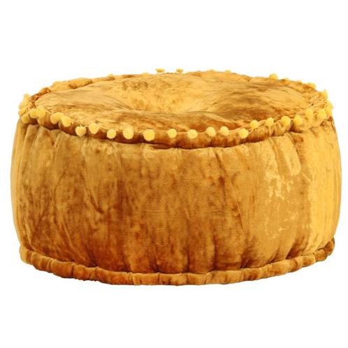 vidaXL Poef rond 40x20 cm fluweel mosterdkleurig, Huis en Inrichting, Banken | Voetenbanken en Poefen, Nieuw, Verzenden