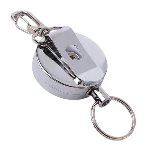 Fako Bijoux ® - RVS Sleutelhanger Met Uittrekbaar Koord -, Verzamelen, Sleutelhangers, Verzenden