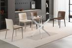 Tafel Lasi 160 cm Glas, Poten Chroom (2c) - Meerdere, Huis en Inrichting, Ophalen of Verzenden, Nieuw